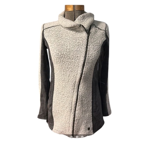 KUHL KOZET LONG Women's Fleece Jacket Wool Full Zip Offset Zipper Sz M Pockets - Picture 1 of 8
